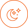 Crescent moon and stars icon